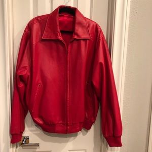 Men’s red leather jacket. Size L. North Beach.